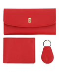 Red bold and vibrant wallet set with credit card slots.
