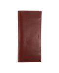 Tan leather wallet with cheque book slot.