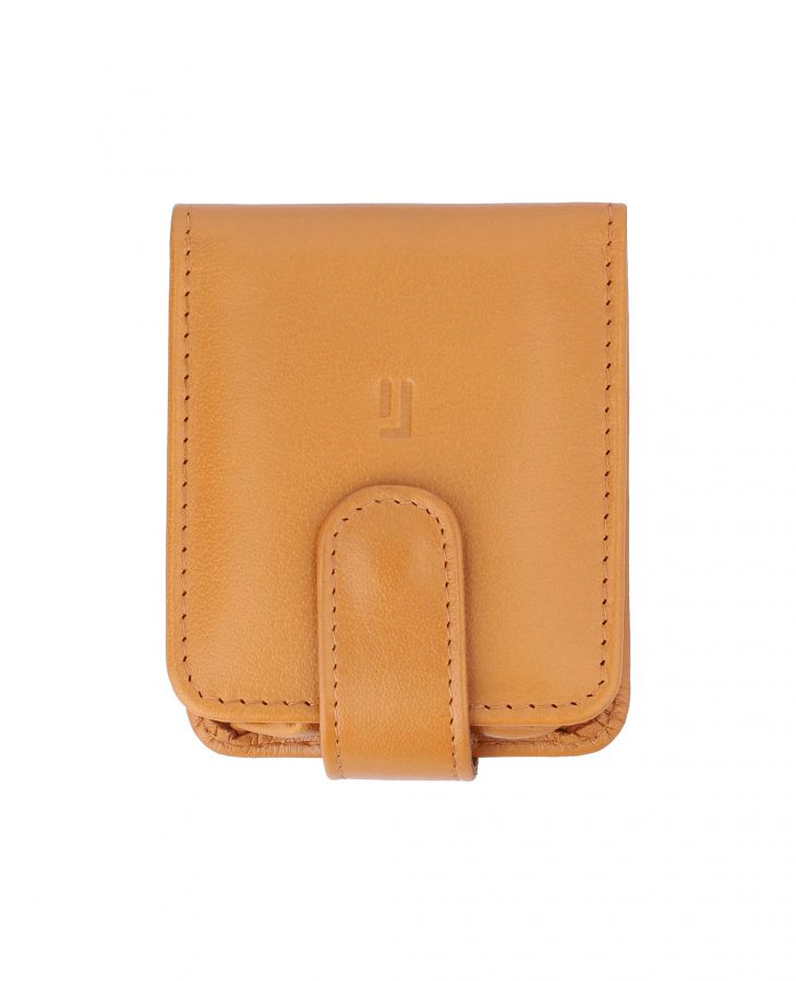 Tan Leather lipstick case with mirror