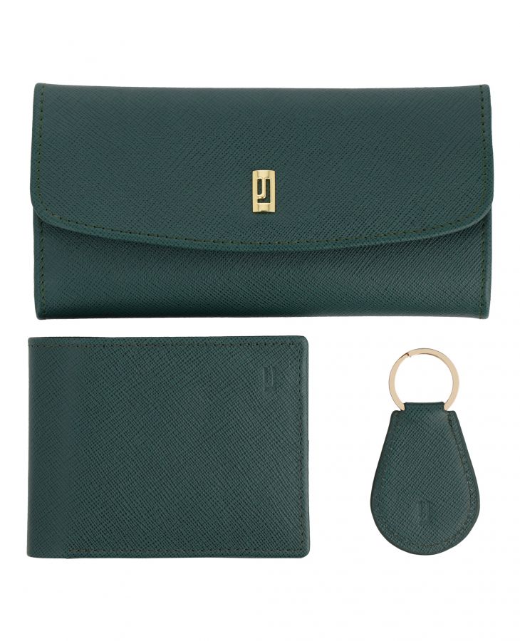 Green Versatile keychain and wallet gift set.
