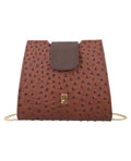 Classic Brown  leather bag with magnetic closure