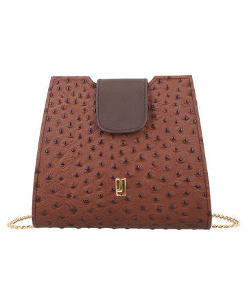 Classic Brown leather bag with magnetic closure