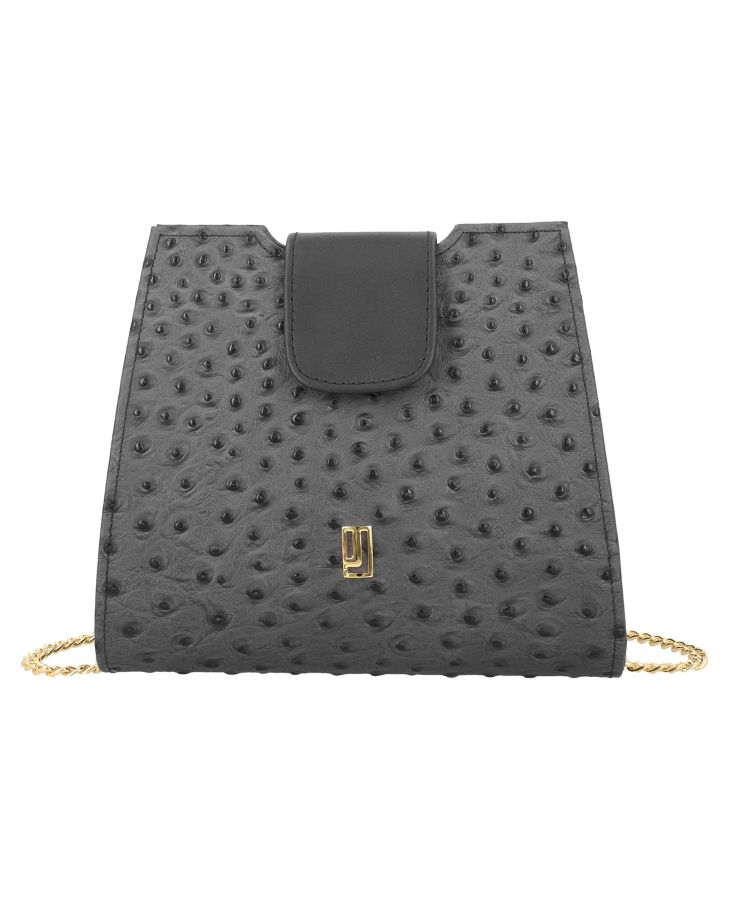 Black & Dark Grey Leather evening handbag