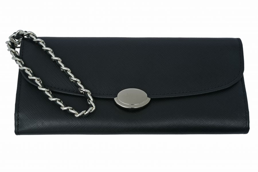 Black leather wristlet for essentials