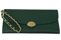 Green Leather wristlet with card slots.