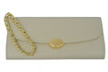 Off White Leather wristlet with card slots.