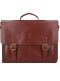 Dark Tan office leather bag with organizer