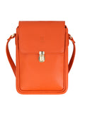 Orange leather bag for daily and travel use