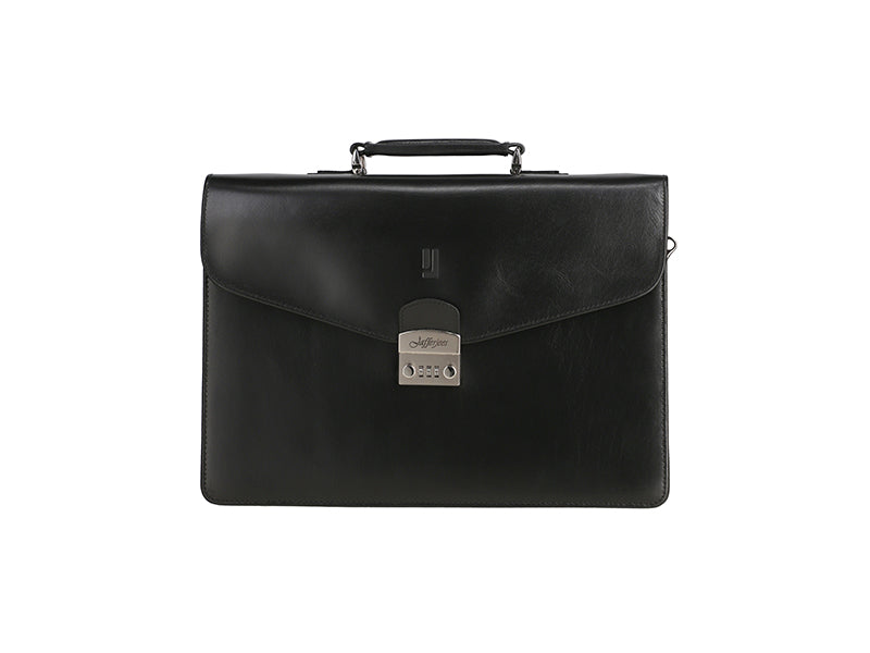 Black Leather document case with combination lock