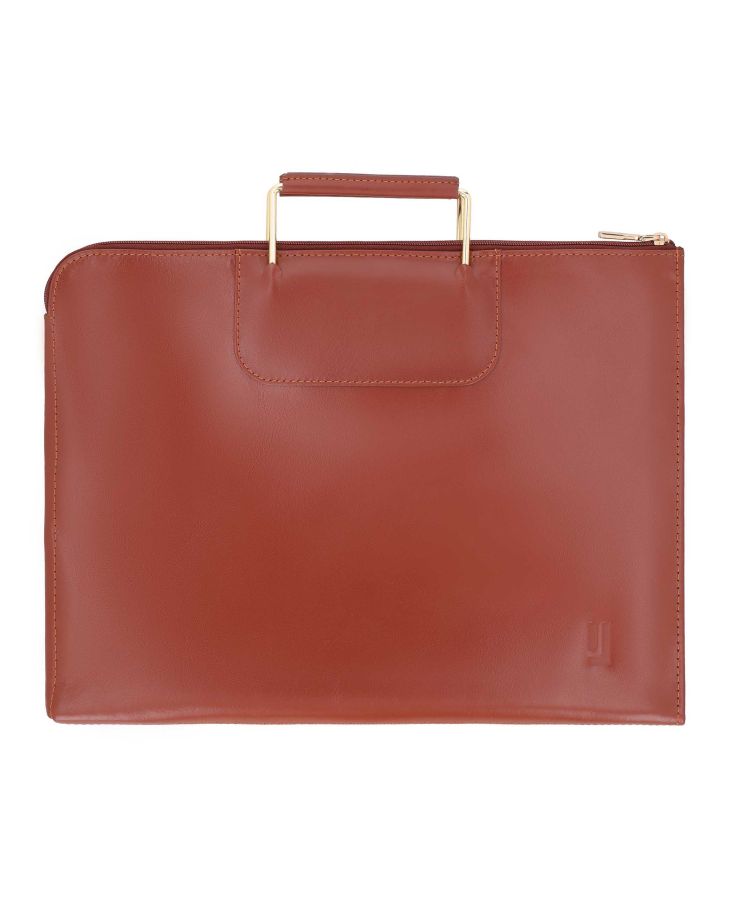 Dark Tan Sleek leather portfolio