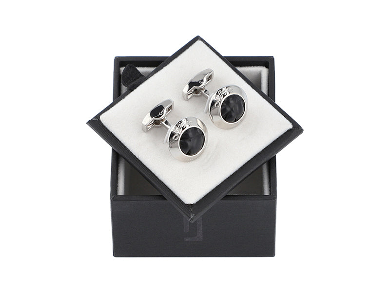 Classic Black rounded cufflinks in a sleek, polished finish
