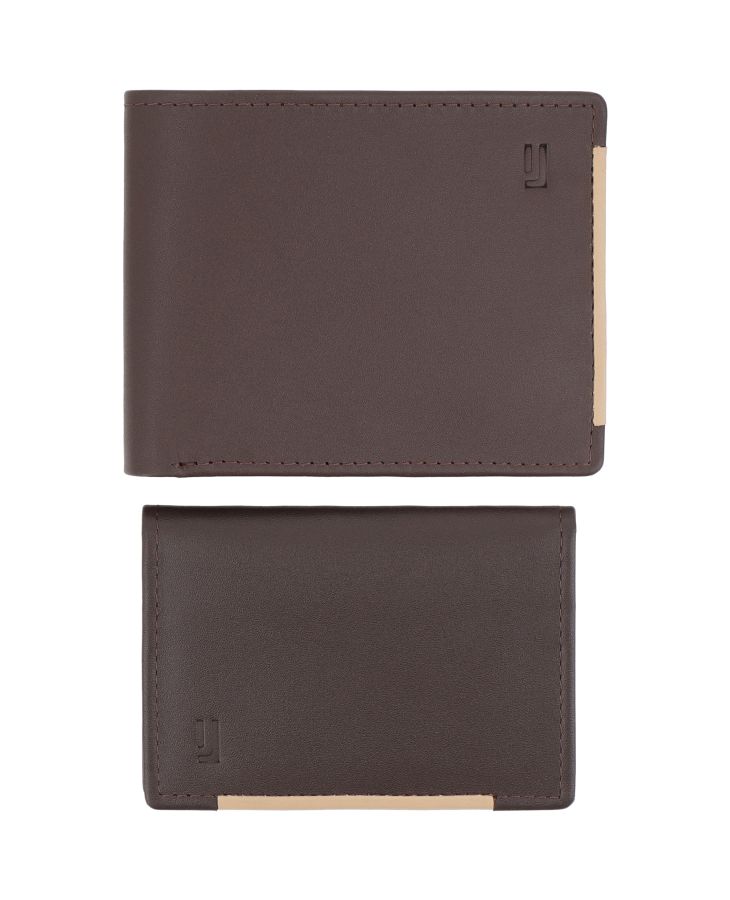 Brown and Camel leather wallet with card case for him.