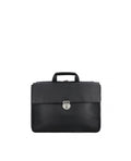 Black leather document case with zipper