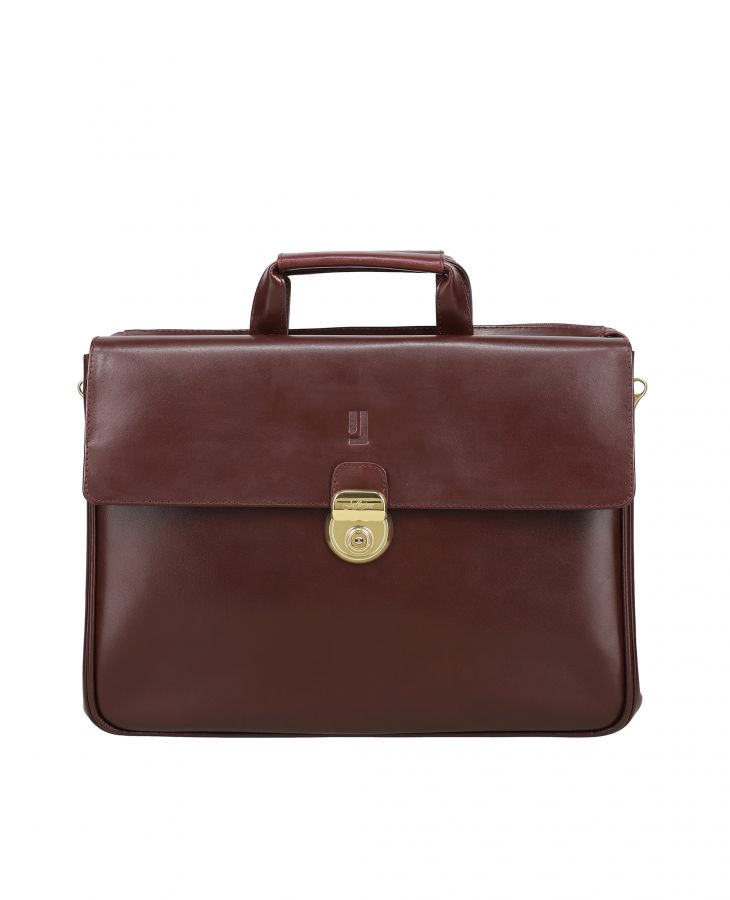 Maroon Leather bag with key lock closure