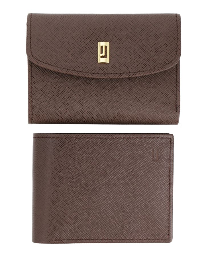 Brown Stylish men's and women's wallets gift set.