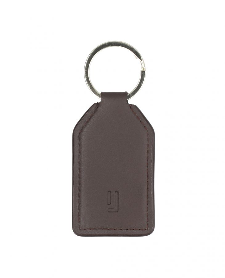 Brown Stylish hexagon-inspired leather keychain 