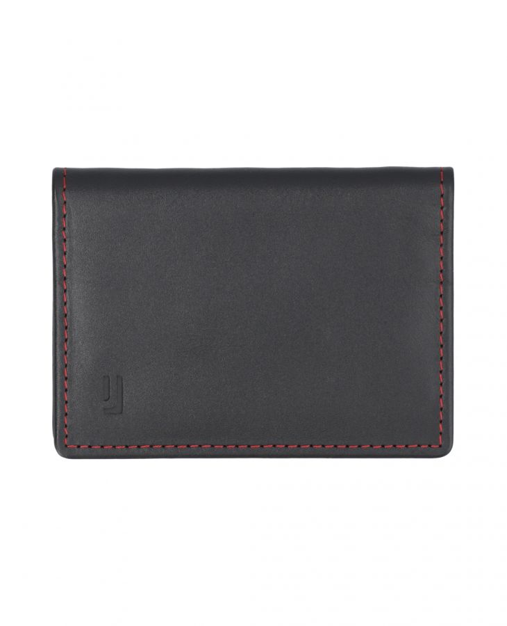 Black and Red Simple and elegant leather card case with two slots