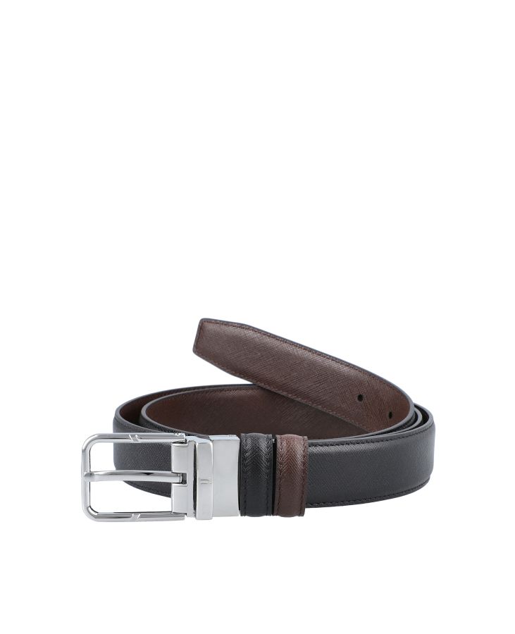 Black and Brown Silver leather belt for travel